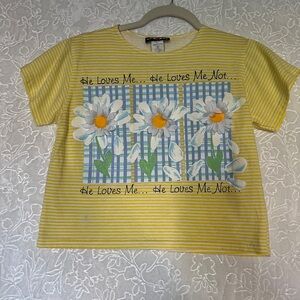 Sporto Yellow Striped Tee with Daisy Graphic